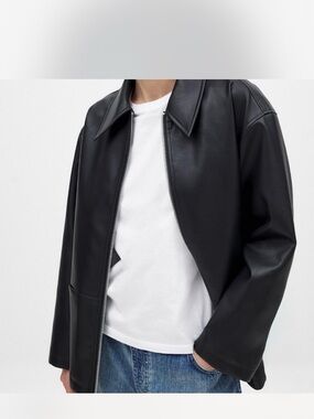 Boxy Black Faux Leather Zip Jacket